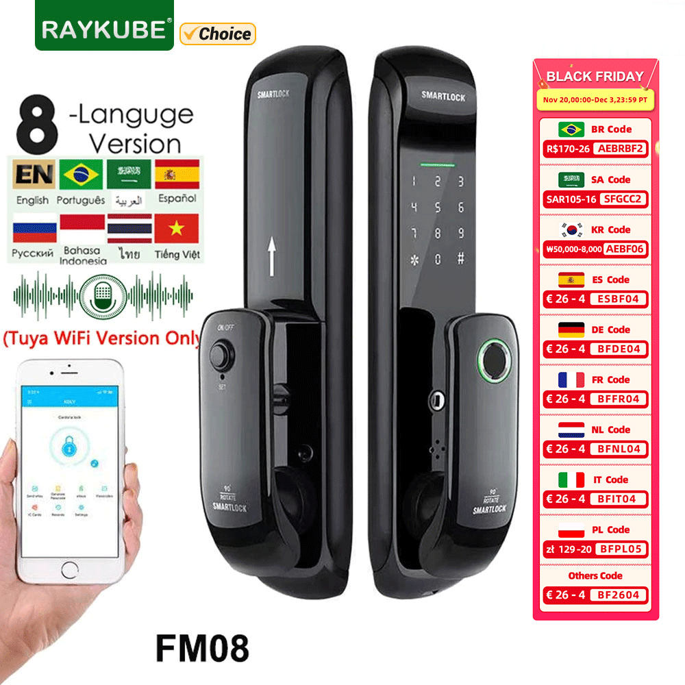 Letter Opener Brass - RAYKUBE FM08 Tuya Wifi умный дверной